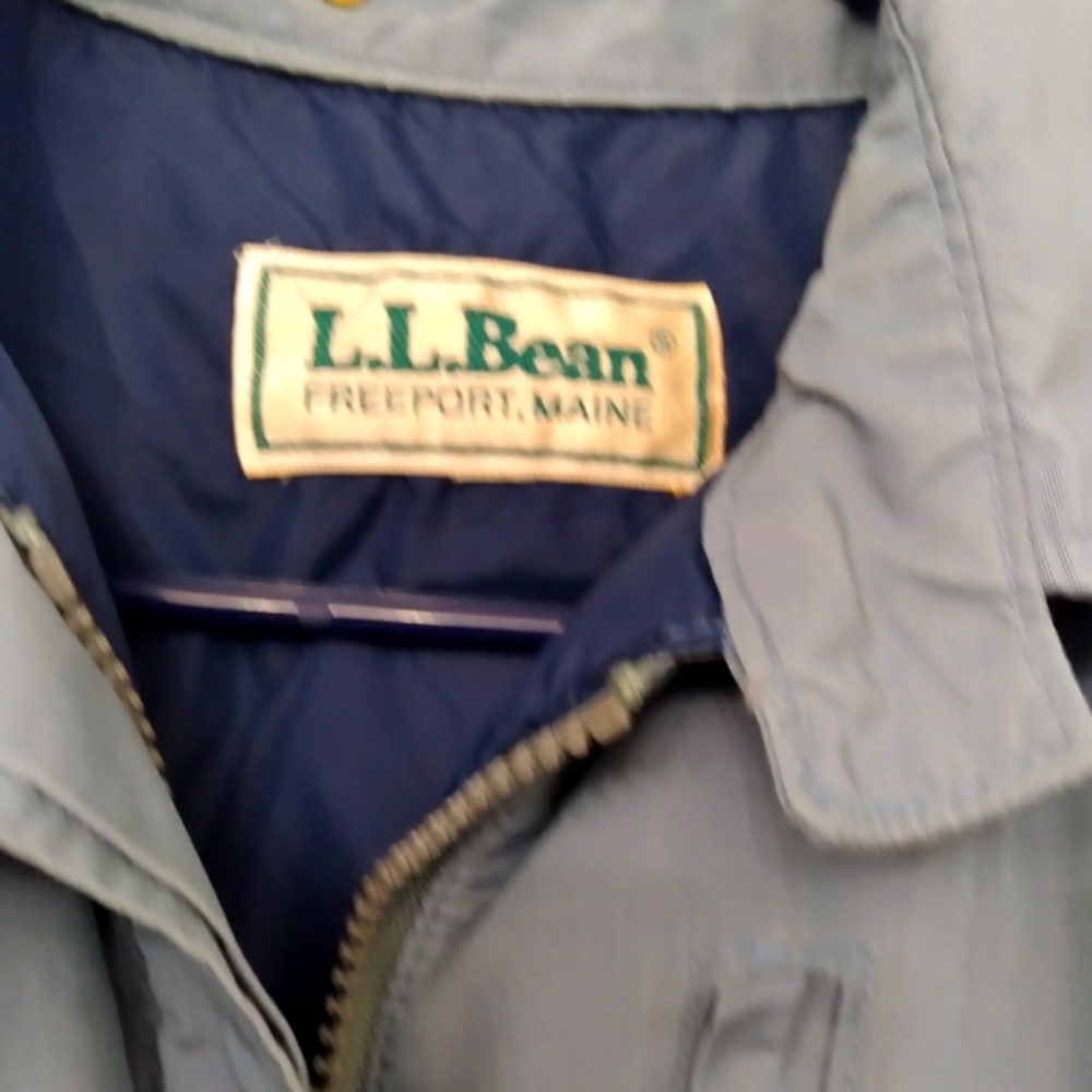 Vintage LL Bean Parka Jacket Mens Gray‎ Blue Quilted Lined Full Zip Field Coat